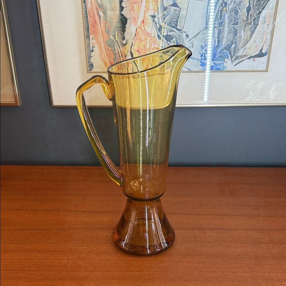 Mid Century Modern Cocktail Pitcher Handblown Amber Glass Amber - Picture 1 of 6